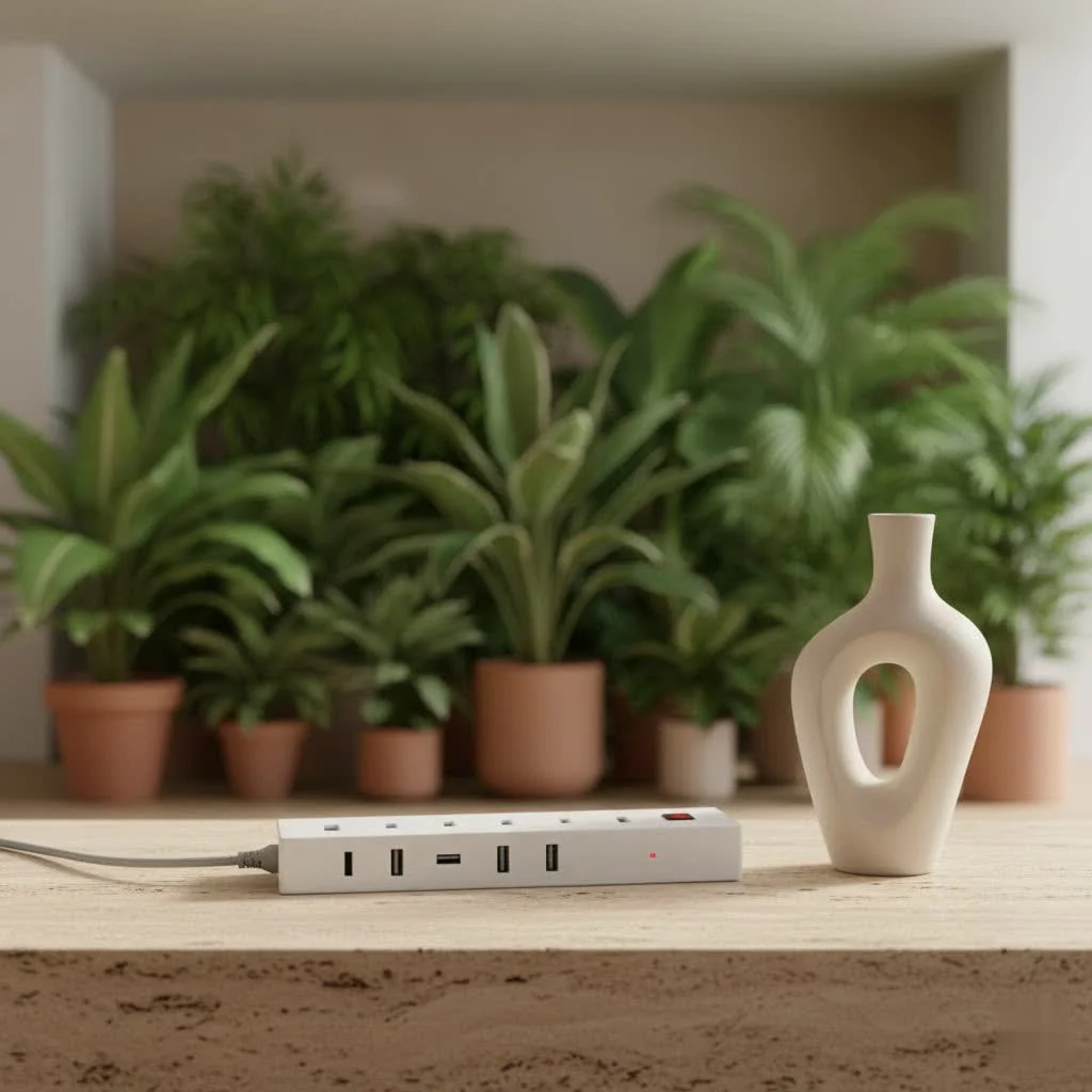 Surge protector with a long cord for flexible placement