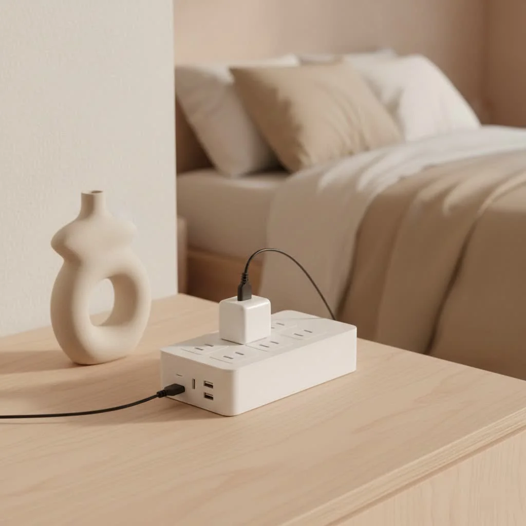 General Electric whole-home surge protector installed in an electrical panel