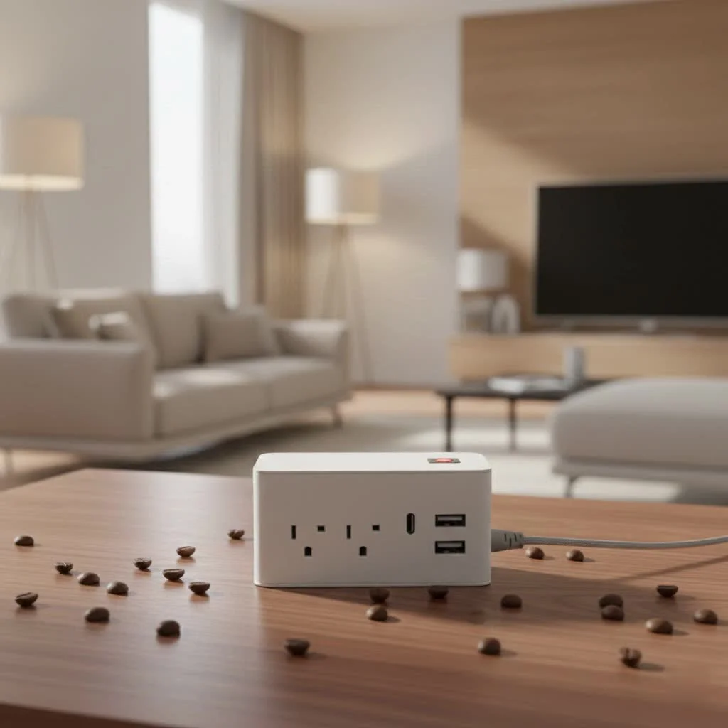 RV surge protector connected to a power pedestal